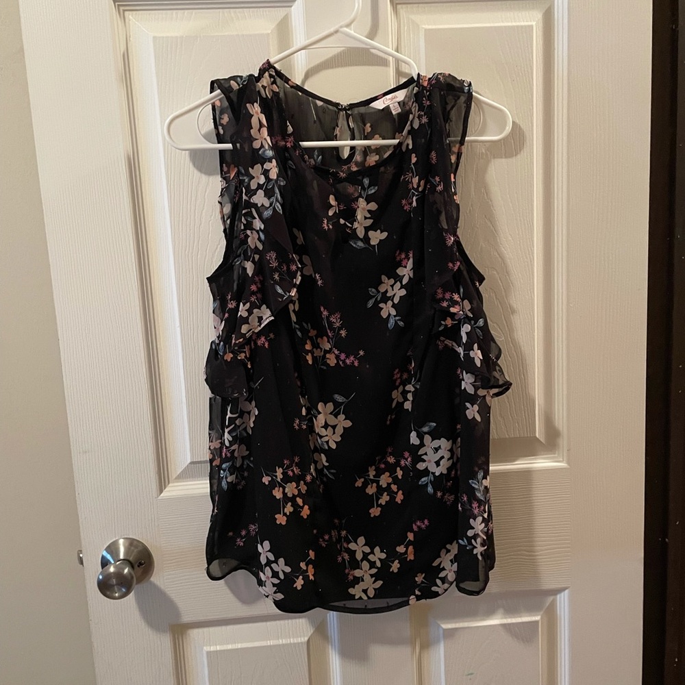 Candie's Black/Floral Large NWOT Blouse